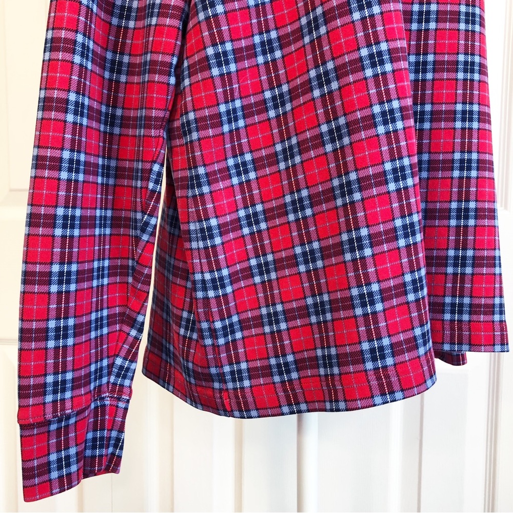 Lands' End Red & Blue Plaid Print Mockneck Long Sleeve Tee XL - Picture 10 of 16
